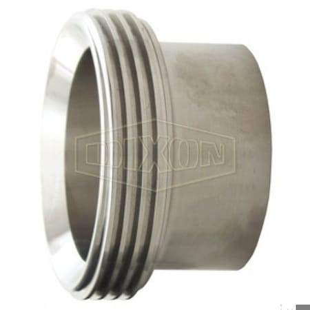 Dixon Weld Ferrule, Long, Series: 15A, Ferrule, 3 in Nominal, Thread Beveled Seat, 304 SS, 1-3/4 in L, Ind 15A-G300